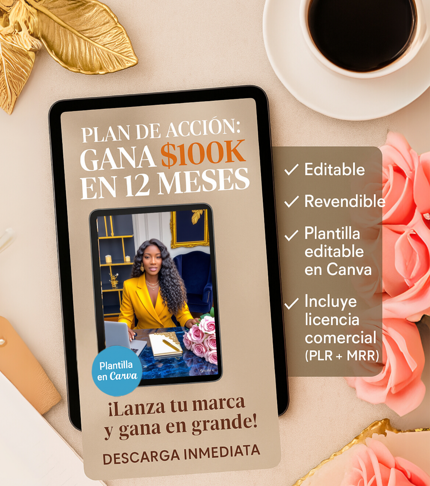 Plan $100K – Kit PLR Editable para Emprendedoras Digitales